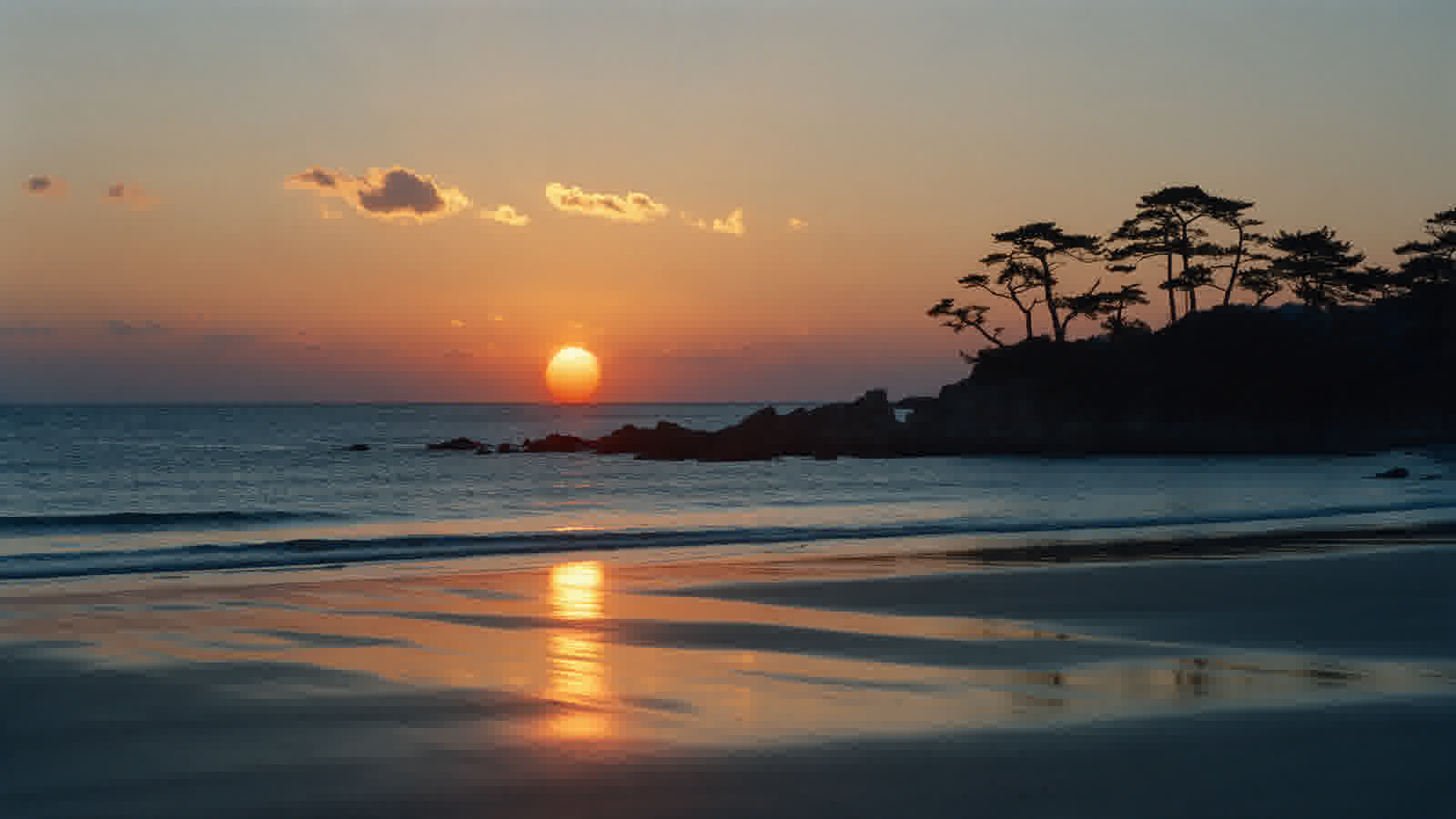 Sunset over the west coast of Sado